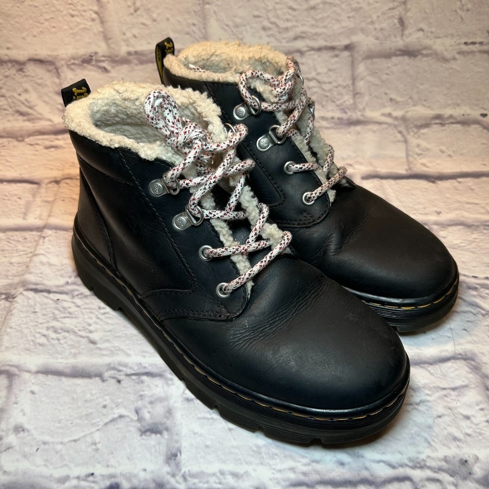 Dr Martens Bonny W Chukka Boots Womens 8 Black Faux Shearling Fleece Lined